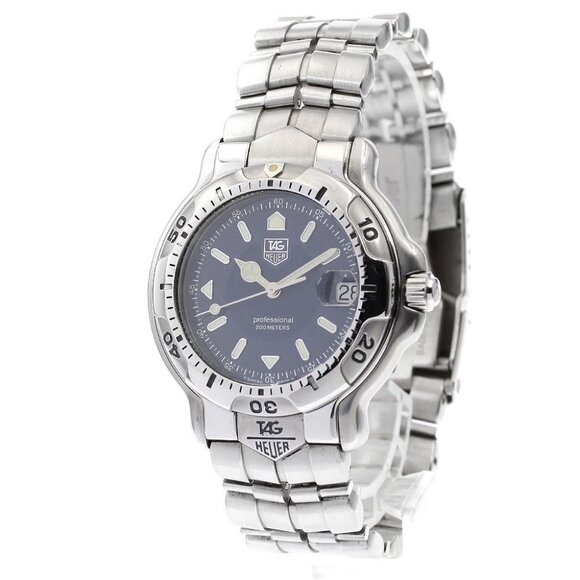 レ*ー様 TAG HEUER 6000 Series WH1115-K1 ジャン TAG HEUER PROF 6000 WH1115-K1 NAVY BLUE DIAL 200M STAINLESS STEEL